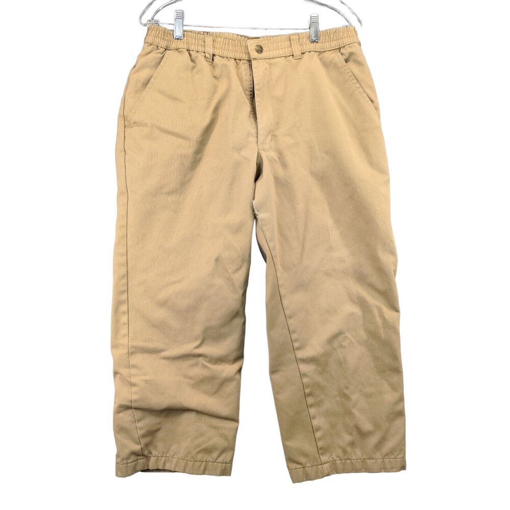 Haband’s Ice House Flannel Lined Slacks Mens Size 34 XS Tan Distressed